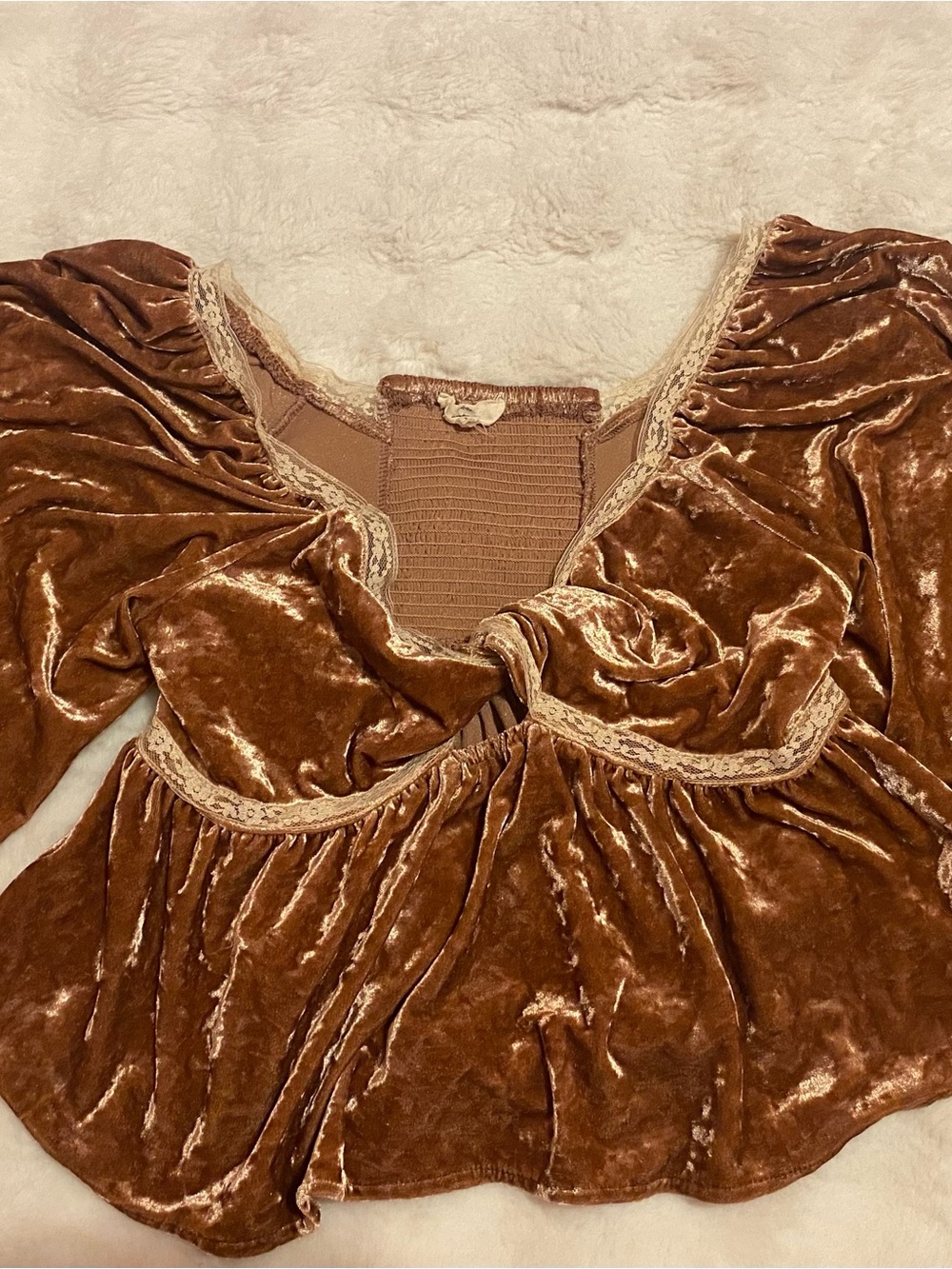 entro Rust Velvet Lace-Trim Tunic Top